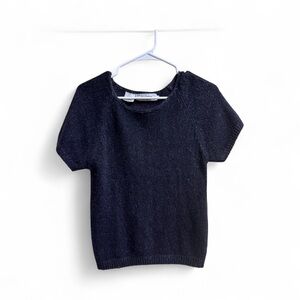 Sheridan Unique Inc Women’s Short Sleeve Knit Top Silk Angora Wool Blend Black